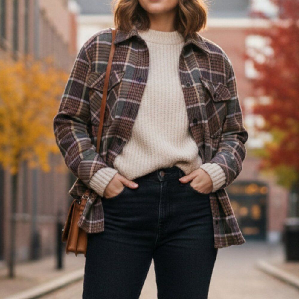 Samsoe Samsoe Kora Plaid Overshirt Shacket in Misty Rose - Size XS
